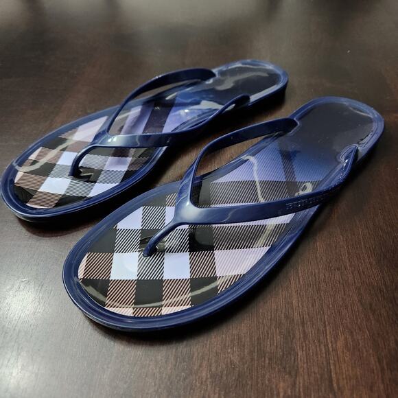 Burberry Jelly Flip Flops Blue Check Size 41 - Picture 2 of 5